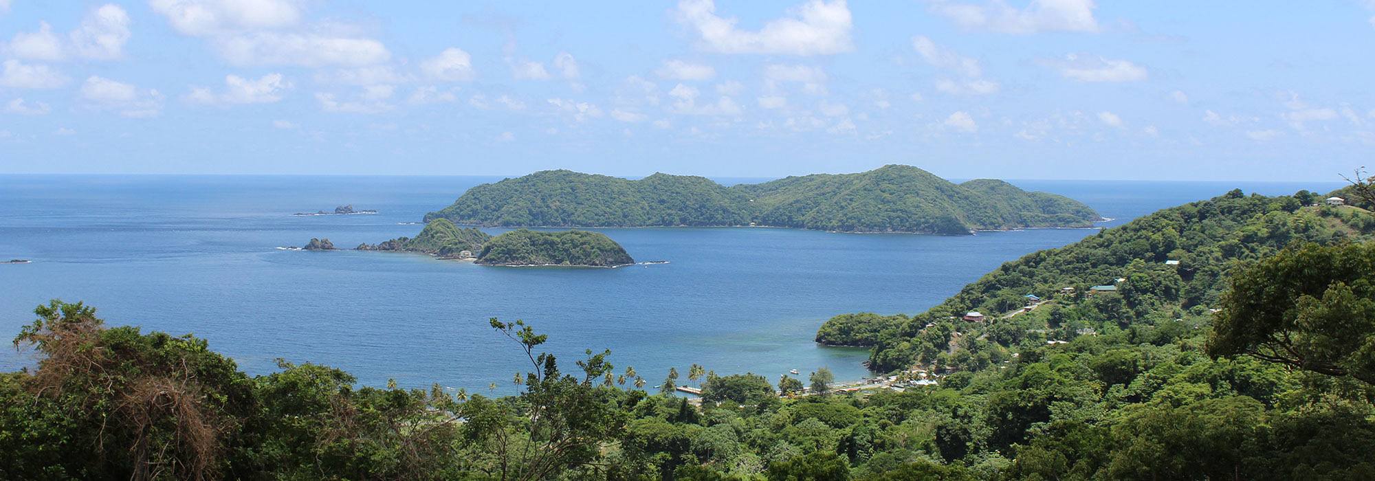 Panorama of Tobago's bays and offshore islands