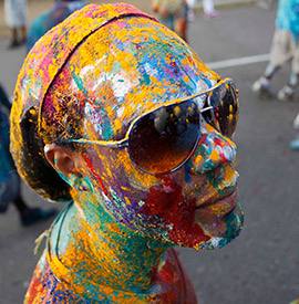 Masqueraders dancing in the street